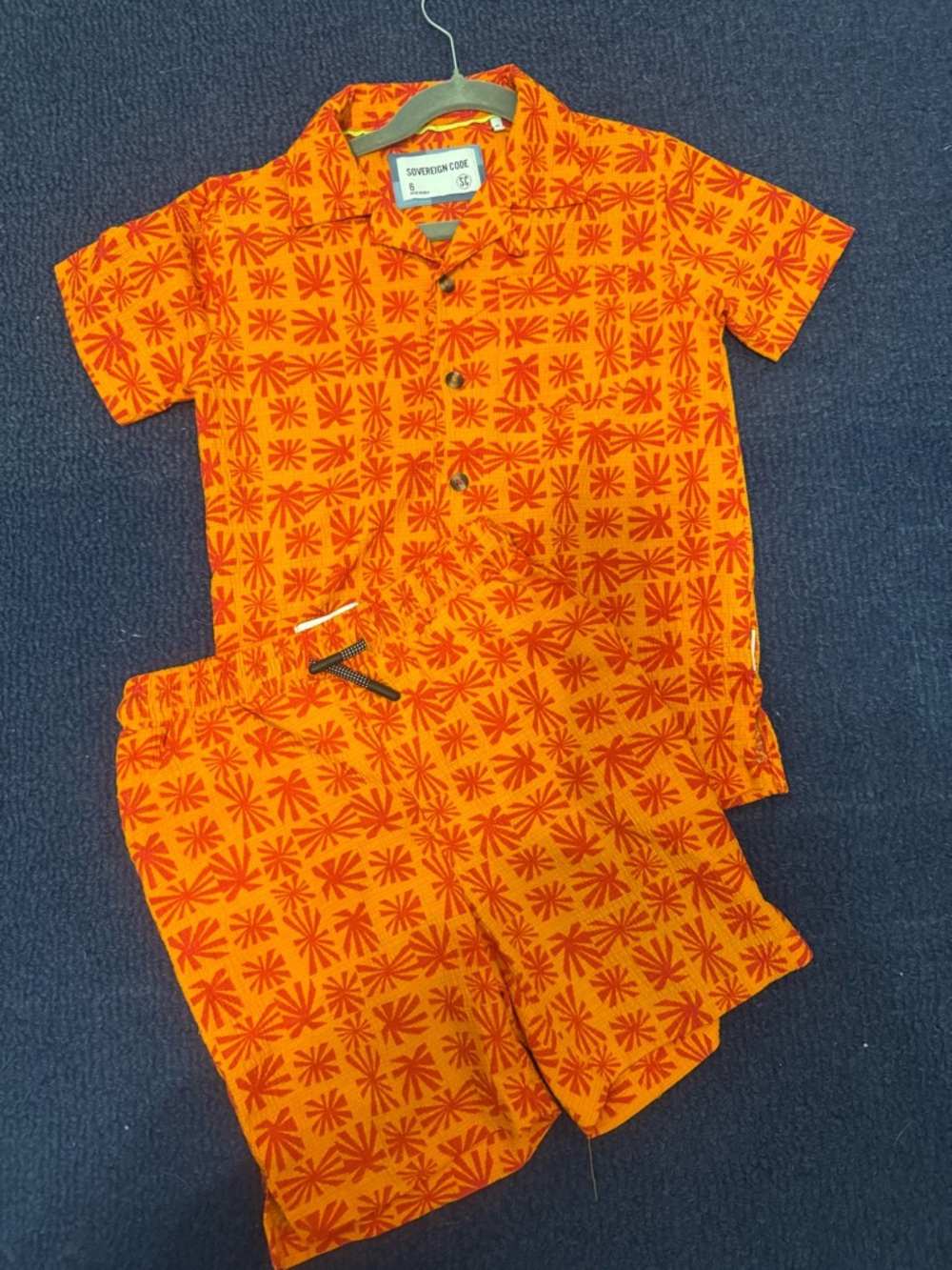 Sovereign Code Orange and Red Geometric Boys Matching Short Set
